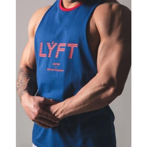 2020 LYFT Workout Gym Mens Tank Top Muscle Slim Fitness Sleeveless Shirt Sportswear Men Tank Bodybuilding Singlets Cotton Vest
