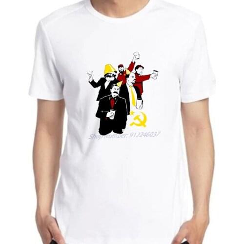 Men t-shirt The Communist Party Cotton Tee Shirt Russian Soviet Clothes Marx Lenin Stalin Mao Castro Socialism Men clothing