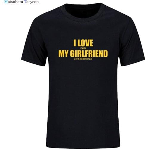 Men Short Sleeve T-shirt with I Love My Girlfriend Print Streetwear Boyfriend Gift Round Neck Tees Harajuku Tops Fashion Shirts