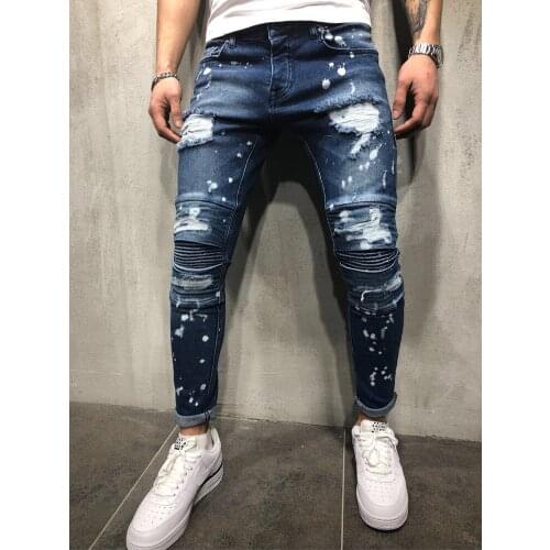 Adisputent Mens Sweatpants Sexy Hole Jeans Pants Casual Summer Autumn Male Ripped Skinny Trousers Slim Biker Outwears Pants
