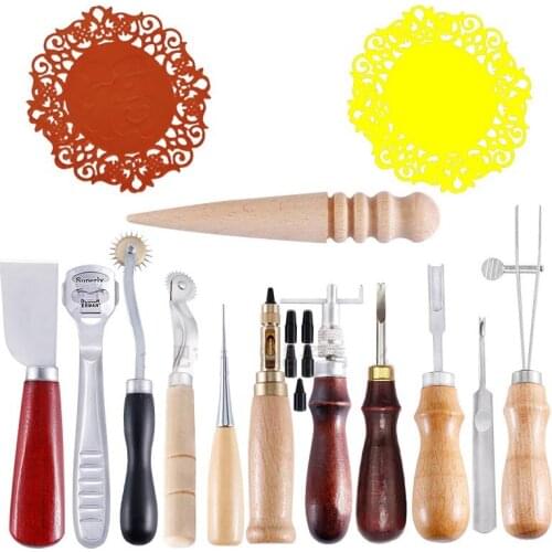 14Pcs/set DIY Leather Craft Tools Kit Hand Edge Cut Punch Carving Work Saddle Leathercraft