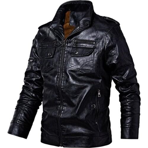 2020 New Leather Jacket Men Coats Plus Szie M-6XL Brand High Quality PU Outerwear Jacket Men Winter Faux Fur Male Fleece Jacket