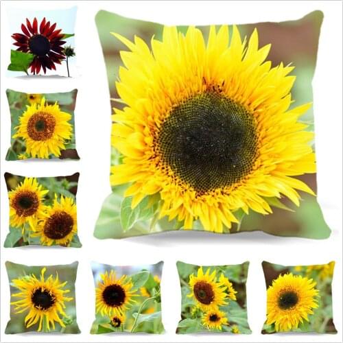 New Retro Vintage Sunflower Home Decorative Cotton Polyester Square Pillow Case Cushion Cover 5 size