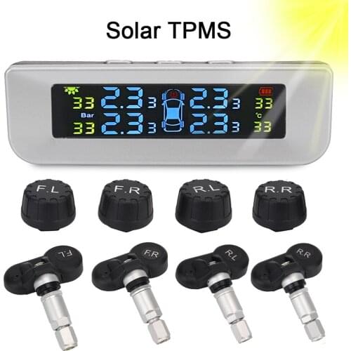 New Solor/USB TPMS Car Tire Pressure Sensors Monitoring System Digital LCD Display Off Road 4x4 Automobile Accessories Universal