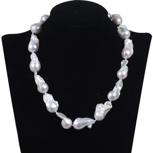 14-16mm natural white big baroque shape fancy pearl necklace