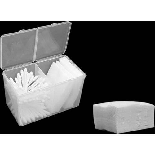 Makeup tool portable storage box container double well empty grid wipe pad cotton swab stick small storage box
