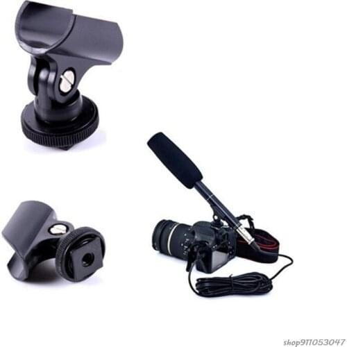 Free Shipping 1PC Microphone Clip Stand 19mm Plastic Mic Microphone Holder Clip with Hot Shoe For DSLR Camera ma31 21 Wholesales