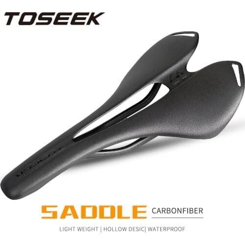 TOSEEK Full Carbon Fiber Bicycle Saddle Road MTB Bike Carbon Saddle Seat Matt Black Bike Cushion 270*139mm Cycling Parts