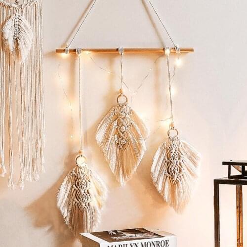 Nordic Leaf Shape Cotton Rope Tassel Tapestry Hanging Pendant Home Wall Decor