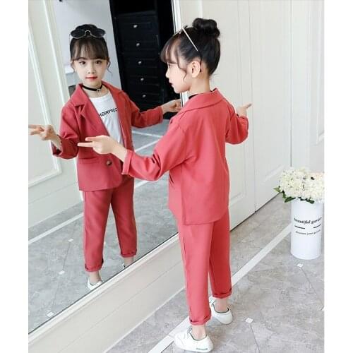 Explosion models girls set trendy solid color button to take a new network red fashion spring and autumn small suit suit girls f