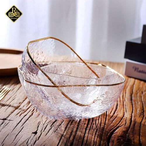 Japanese Fruit Vegetable Salad Bowl Creative Phnom Rim Square Glass Bowl Home Food Desserts Transparent Dinner Plates