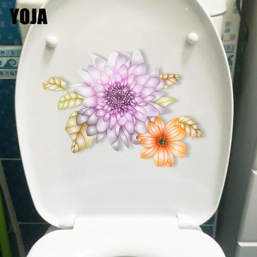 YOJA 21.5X15.9CM Delicate Creative Chrysanthemum Living Room Wall Decal Home WC Decor Toilet Sticker T1-1399