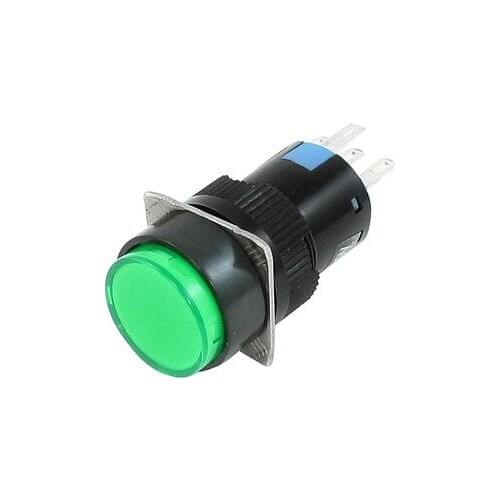 Green Round 1NO 1NC 5 Pins Momentary Push Button Switch AC 250V 3A DC 30V 5A