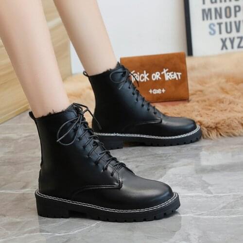 PU Leather Boots Women British Style New Autumn Winter Retro Thick-soled Increased Chelsea Motorcycle Boots Women Shoes Fashion