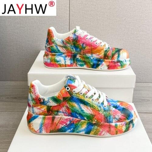 JAYHW Women Sneakers Mixed Color Lace Up Flat Ladies Casual Shoes New Fashion Casual Outdoor Sport Shoes Female Footwear