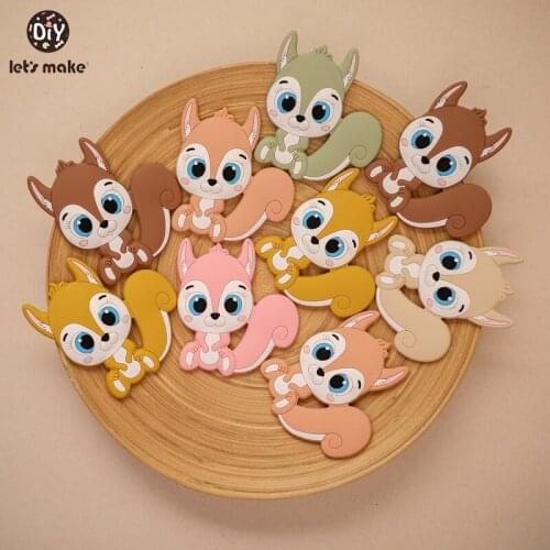 Lets Make 1Pcs Baby Teething Toy Oral Care Products Can DIY Pacifier Chain Baby Squirrel Teether Food Grade Silicone BPA Free