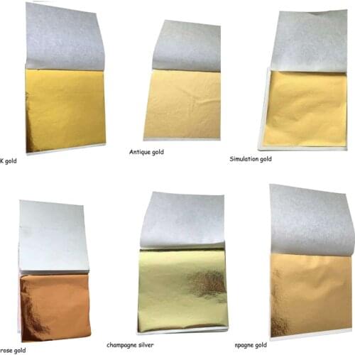 100 Pcs Art Craft Imitation Gold Sliver Copper Foil Papers Leaf Leaves Sheets Gilding DIY Craft Decor Design Paper