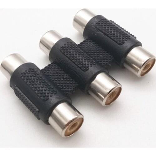 100PCS/lot good quality RCA Jack Connector Coupler Adapter Dual / Triple 3xRCA Coupler AV Audio Video Female Extension Adaptor