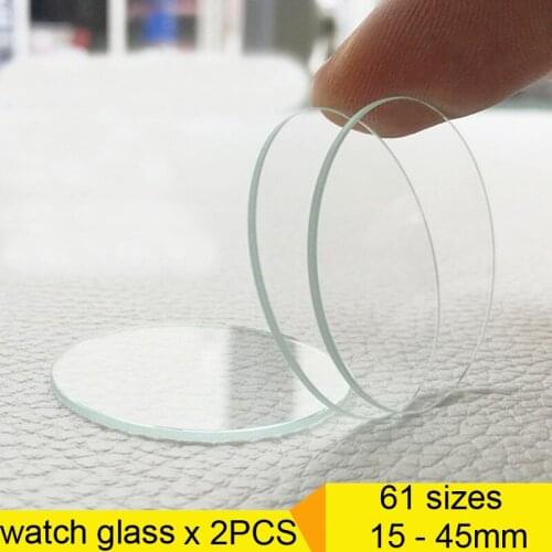 2PCS Round Watch Glass Crystal 15-45mm Smart Watch Replacement Glass Lens Flat Mirror Watch-glass Watchmaker Watch Repair Tool