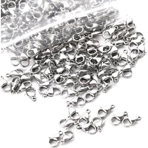 20Pcs Stainless Steel Lobster Clasp Golden Bracelet Button Link Necklace Tail of Diy Accessories Button Lobster Tail