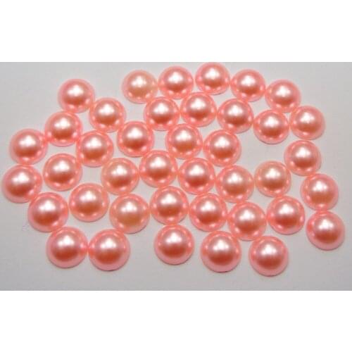 200 Pink Half Pearl Bead 10mm Flat Back Round Gems Scrapbook Craft