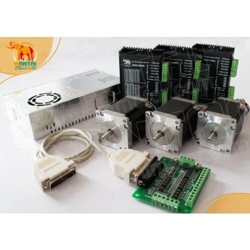 3Axis CNC Nema 23 Stepper Motor 425oz-in 3N.m 4.2A WT57STH115-4204A+Driver DQ542MA 4.2A 0V+power supply,Free Ship to mosT CY