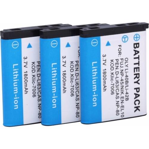 3Pcs Li-40B Battery for Olympus Stylus 760 770SW 720SW X-785 850 SW 720SW 725SW Li-42B FE-230 FE-280 FE-290 Stylus 850 710 770