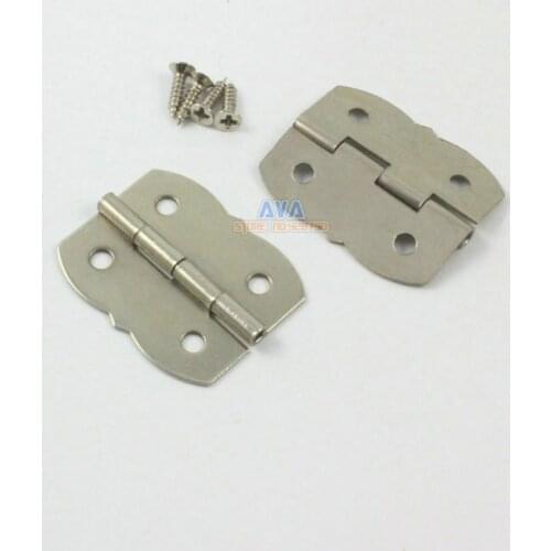 50 Pieces Silver Jewelry Box Hinge Furniture Hinge Wine Box Hinge 30x25mm with Screws