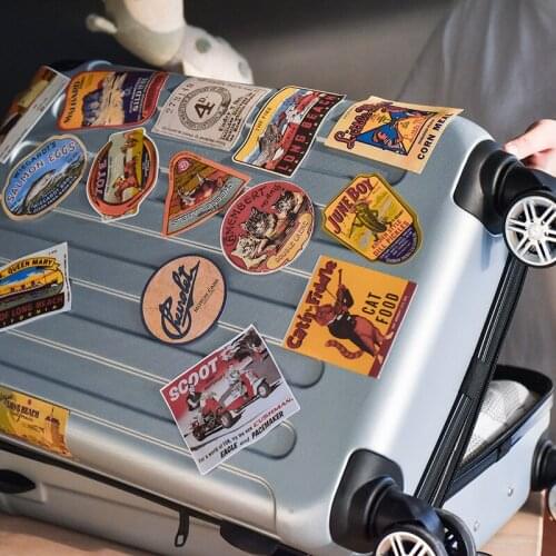 6pcs/bag Cute cartoon suitcase stickers luggage stickers waterproof stickers creative label sticker hand account stickers