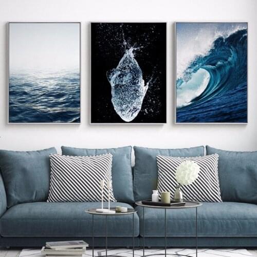 Abstract Water Drop Ocean Wave Fish Whale Shark Posters Nordic Living Room Wall Art Pictures Home Decor Canvas Painting No Frame