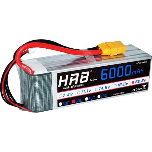 HRB 6S 22.2V 6000mAh 50C Max 100C Lipo Battery for RC Drone Helicopter Quadcopter