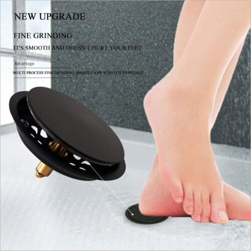 Black bounce floor drain toilet press insect proof and odor proof floor drain plug seal bathtub floor drain pedal type