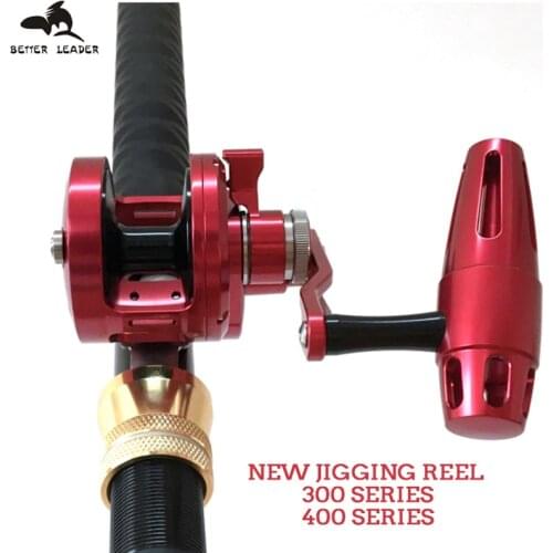 Carrete De Pesca Slow Jigging Reel Overhead 200/300/400 Series Heavy Duty Fishing Reel Gold Ocean Jigger Reels for Sea Saltwater