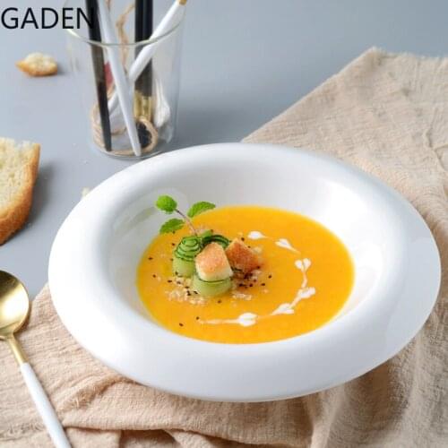 Pure White Western Dinner Plate Pasta Plate Ceramic Disc Home Dish Plate Restaurant Dessert Plate Creative Snack Flat Plate