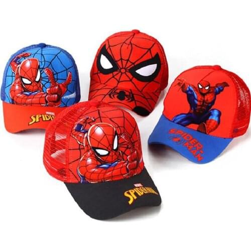 Spiderman Anime Marvel Superheroes Kids Hat Disney Frozen Boys Girls Travel Caps Adjustable Hip Hop Caps Cosplay Figure Gift Toy