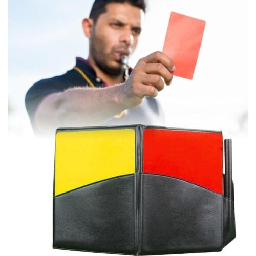 Fluorescent Red Yellow Card With Leather Wallet Pencil Recording Paper Soccer Referee Recording Red Yellow Cards