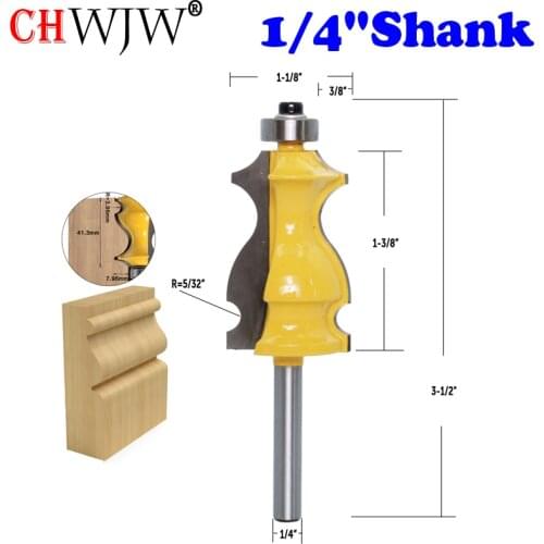 1PC 1/4 6mm Shank Architectural Cemented Carbide Molding Router Bit Trimming Wood Milling Cutter for Woodwork Cutter Power Tools
