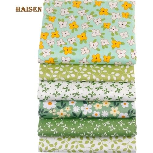 Cotton Printed Fabric Twill Colth,Green Floral Calico,For DIY Quilt Sewing Baby&Child Clothes Bedsheet Textile Material By Meter