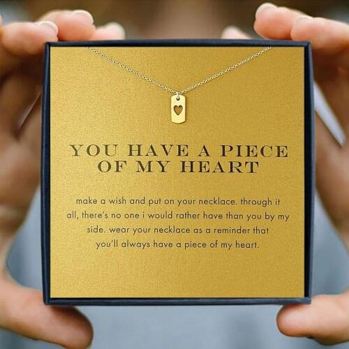 IcareU Creative Love Hollow Card Pendant Necklace Heart Jewelry Gift Box Alloy Clavicle Short Chain Make Wish Card New Arrival