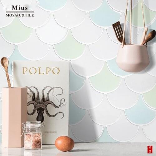 Fan shape ceramic mosaic tile bathroom mosaic tile kitchen backsplash