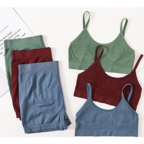 2Pcs Seamless Bra Set Women Underwear Comfort Bra Tops Soft Shorts Female Bralette U Back Crop Top Sexy Lingerie Sleepwear Suit