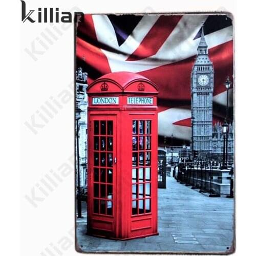 Red Mailbox Metal Plaque Vintage Metal Plate Bar Metal Decoration Shop Metal Painting Landscape Travel Tin Sign Decor