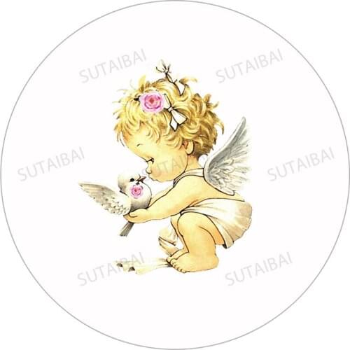 Round Circle Backdrop Background Birthday Mini Table Party Decoration Baptism Angel Baby Shower Elastic Fabric Table Covers