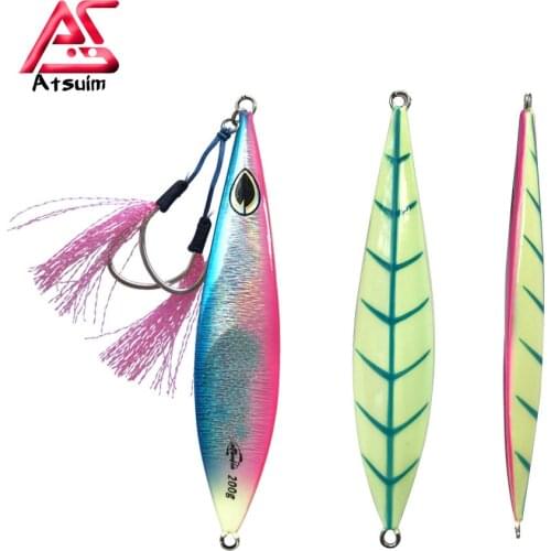 AS Metal Lead Jig Slow Falling Sinking Jigging Pesca Glow Jigs 80g100g150g200g250g300g luminuous Lure Fishing Angler Bait