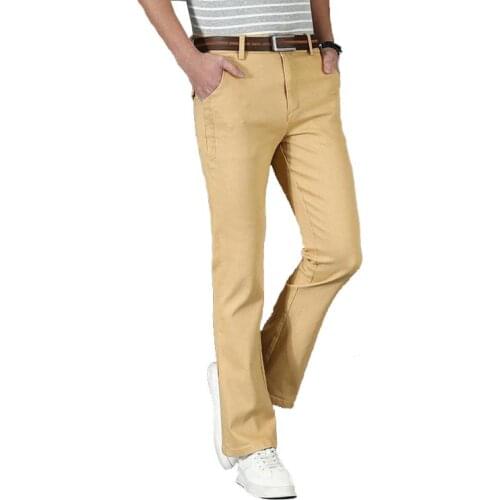 Mens Micro-Flare Casual Trousers Korean Style Trendy Stretch Slim-Fit Mens Flared Pants Classic Design Flared Pants