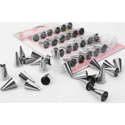 24 Pcs/Set Stainless Steel Seamless Icing Piping Nozzle Set Pastry Tools Piping Tips Rose Flower Leaf Cake Decorating