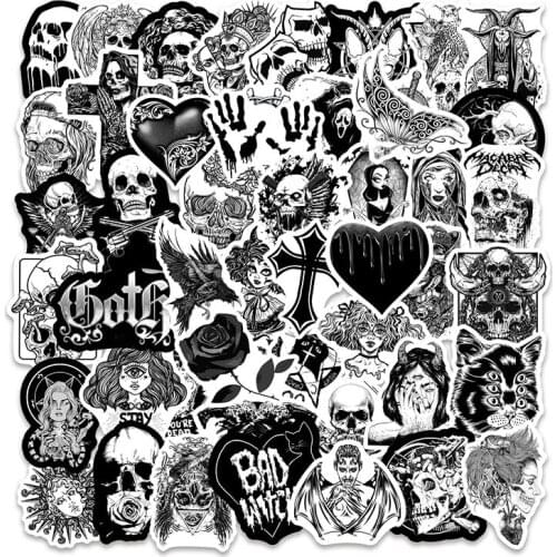 50pcs Halloween Horror Skateboard Stickers For Laptop Guitar Cans Waterproof Decals Pack Motorcycle Notebook Graffiti Sticker