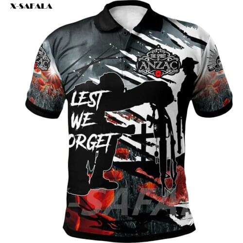 THE SPIRIT OF ANZAC Aboriginal 3D Printed High Quality New Polyester Fiber Men Female Collar Polo Shirt Tee Tops Anti Shrink