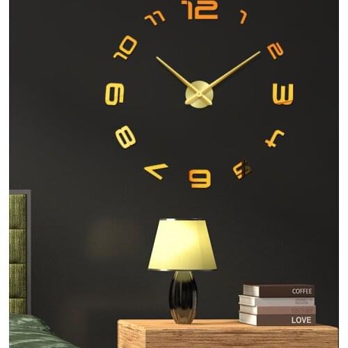 New 48 inches Wall Clock Design Large Acrylic Mirror Clocks Stickers Living room accessories Decorative House Clock On The Wall