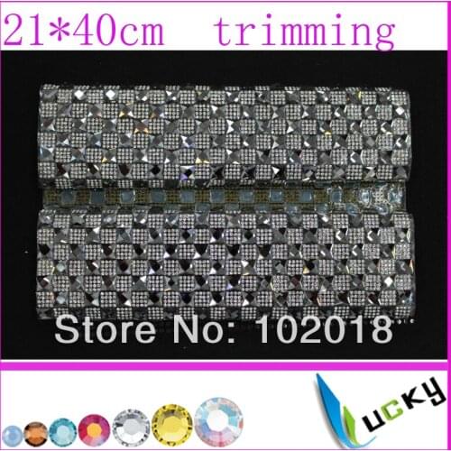 Newest!! 21*40cm Hot Sale Crystal Rhinestone Mesh rhinestone trimming Super closed with AAA quality rhinestone